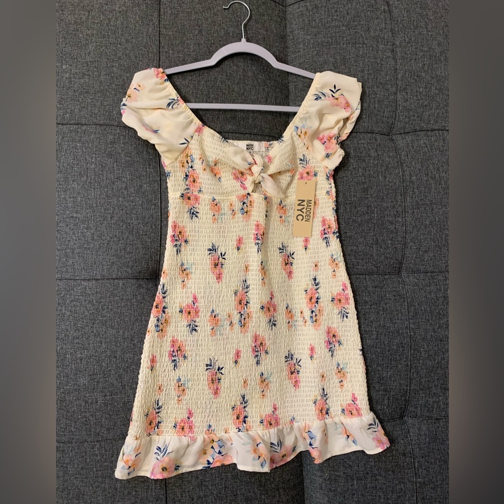 Floral puff sleeve mini dress- madden nyc